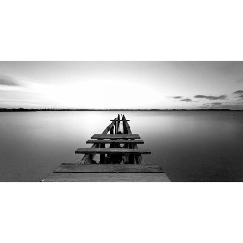 Old pier White Modern Wood Framed Art Print by PhotoINC Studio