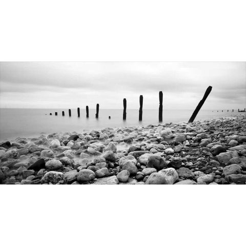 Beach Pebbles White Modern Wood Framed Art Print by PhotoINC Studio