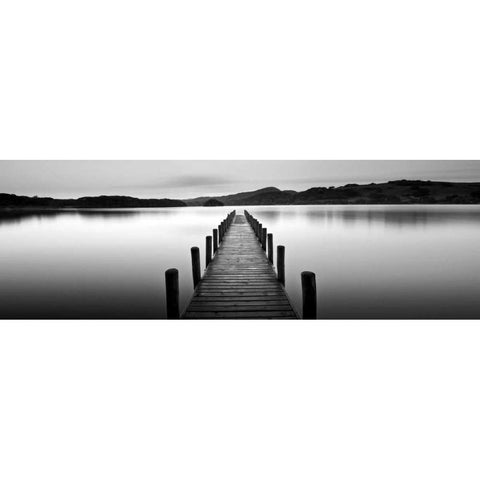 Lake Pier Black Modern Wood Framed Art Print with Double Matting by PhotoINC Studio