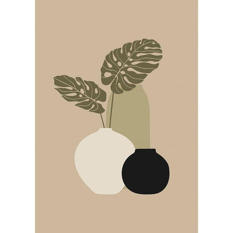 Three Vases I Black Modern Wood Framed Art Print with Double Matting by Incado