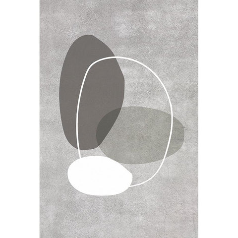 Four Ovals White Modern Wood Framed Art Print by Incado