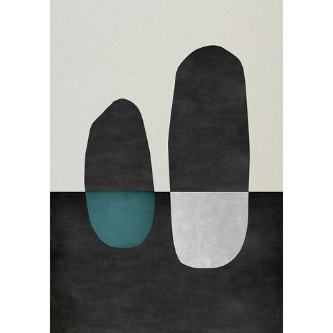 Inverted Shapes White Modern Wood Framed Art Print by Incado