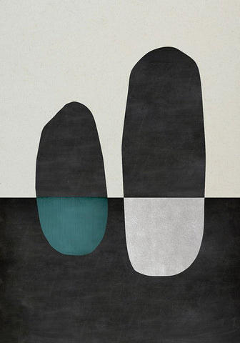 Inverted Shapes Black Ornate Wood Framed Art Print with Double Matting by Incado