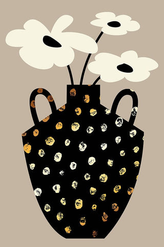 Vase Floral II White Modern Wood Framed Art Print with Double Matting by Incado