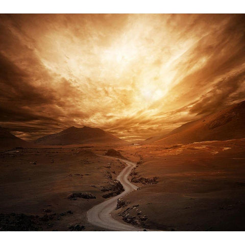 Sunset Black Modern Wood Framed Art Print with Double Matting by PhotoINC Studio