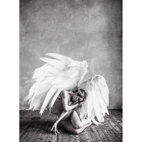 Angel Black Modern Wood Framed Art Print by PhotoINC Studio