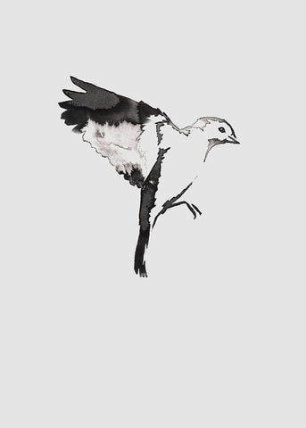 Flying Bird I Black Ornate Wood Framed Art Print with Double Matting by Incado