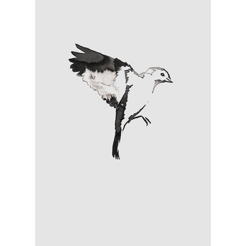 Flying Bird I Black Modern Wood Framed Art Print by Incado
