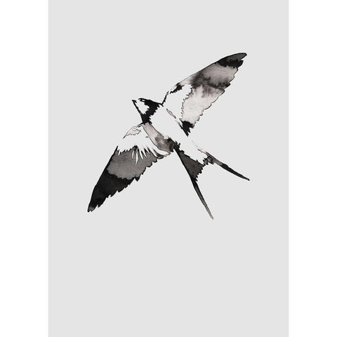 Flying Bird III White Modern Wood Framed Art Print by Incado