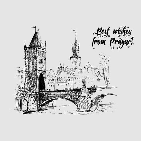 Prague White Modern Wood Framed Art Print with Double Matting by TypeLike