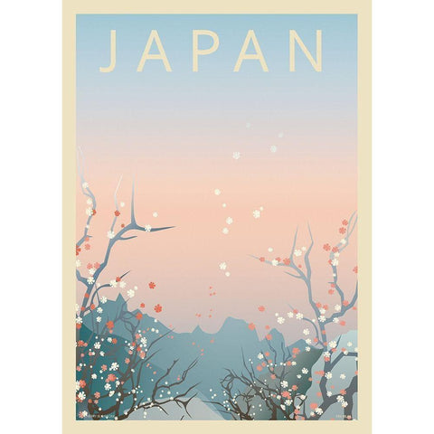 Japan White Modern Wood Framed Art Print by Incado