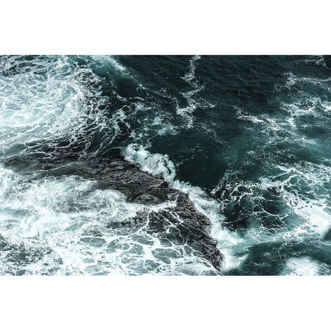 Waves II Black Modern Wood Framed Art Print with Double Matting by PhotoINC Studio