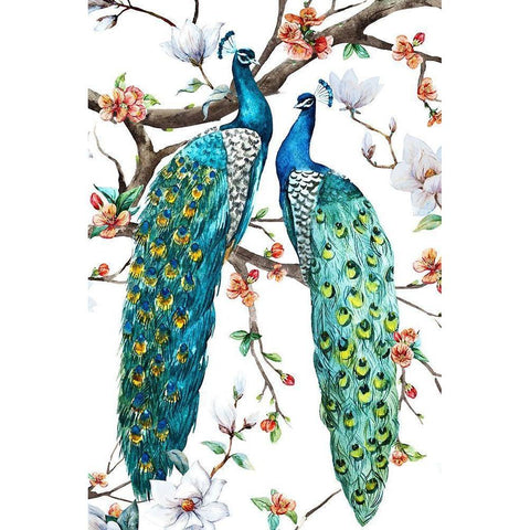 Paradis Birds I White Modern Wood Framed Art Print by Incado