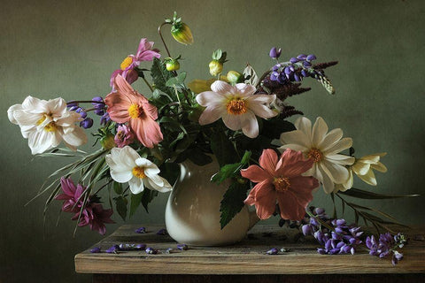 Bouquet I Black Ornate Wood Framed Art Print with Double Matting by PhotoINC Studio