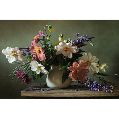 Bouquet I Black Modern Wood Framed Art Print with Double Matting by PhotoINC Studio