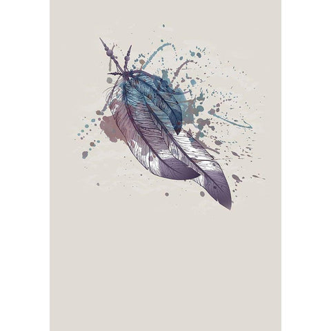 Eagle feather II White Modern Wood Framed Art Print by Incado