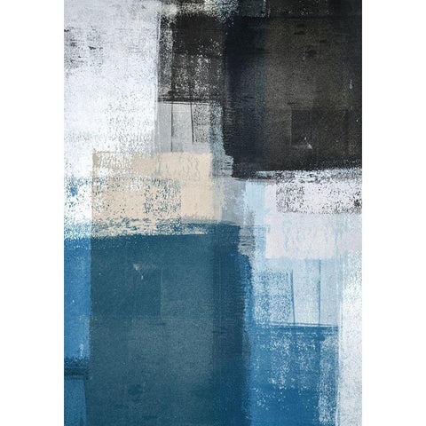 Abstract Blue II White Modern Wood Framed Art Print by Incado