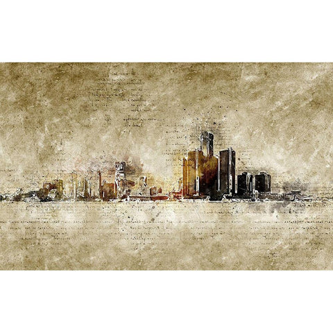 Detroit White Modern Wood Framed Art Print by Incado