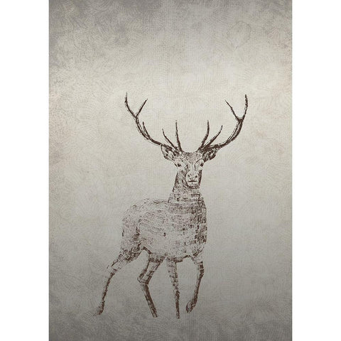 Deer Black Modern Wood Framed Art Print with Double Matting by Incado