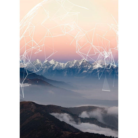 Geo Mountain Black Modern Wood Framed Art Print by GeoMania