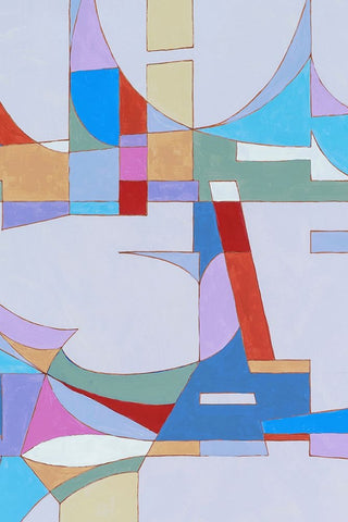 Geometric White Modern Wood Framed Art Print with Double Matting by Incado