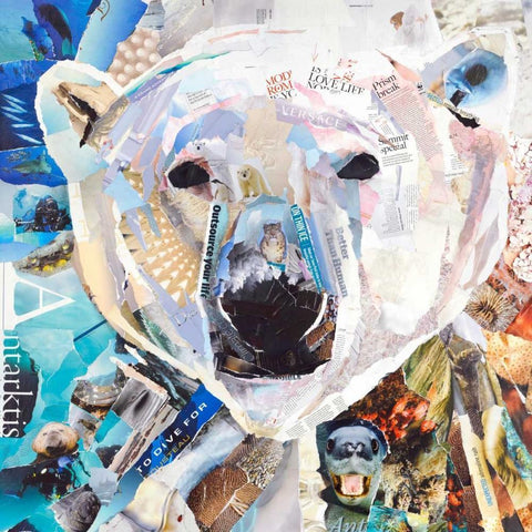 Polar Bear White Modern Wood Framed Art Print by Grey, James
