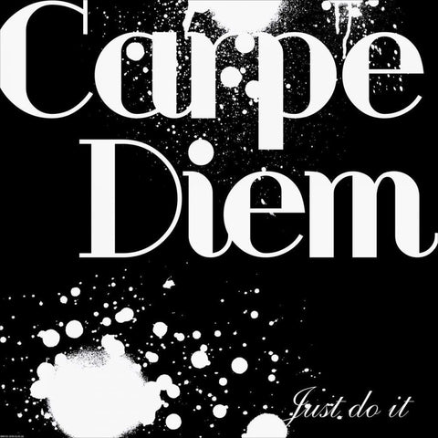 Carpe Diem Black Ornate Wood Framed Art Print with Double Matting by GraphINC