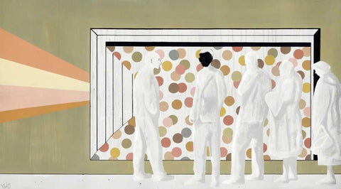 The Lineup White Modern Wood Framed Art Print with Double Matting by Olesen, Nicolai Kubel