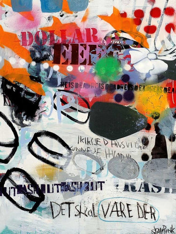 Discs White Modern Wood Framed Art Print with Double Matting by Punk, Sean