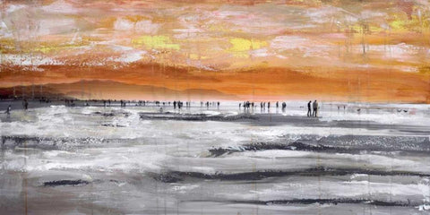 Beach II White Modern Wood Framed Art Print with Double Matting by Summer, Clara