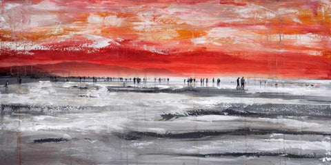Beach IV White Modern Wood Framed Art Print with Double Matting by Summer, Clara