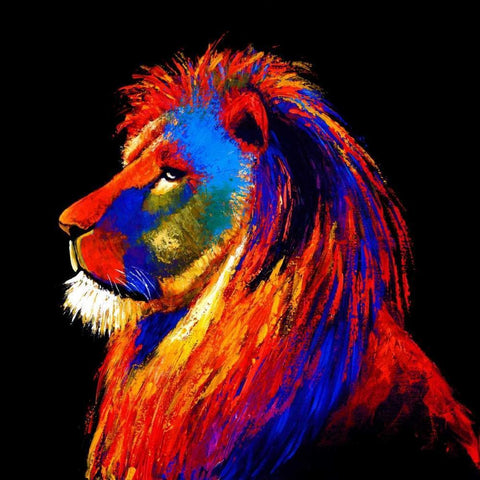 The Lion White Modern Wood Framed Art Print with Double Matting by Summer, Clara