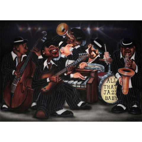 All That Jazz-Baby Black Modern Wood Framed Art Print with Double Matting by Jones, Leonard