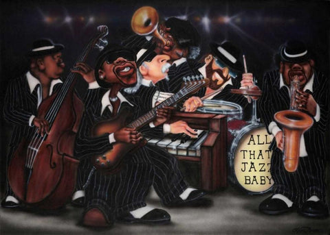 All That Jazz-Baby White Modern Wood Framed Art Print with Double Matting by Jones, Leonard