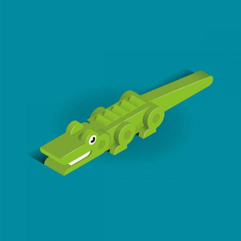Crocodile Black Modern Wood Framed Art Print by Jensen, Bo Virkelyst