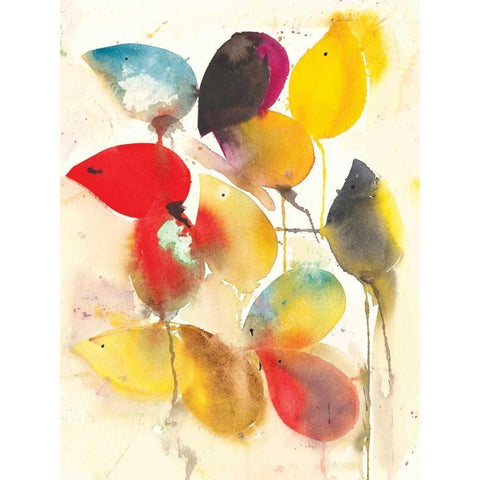 Leaves Falling I White Modern Wood Framed Art Print by Johannesson, Karin