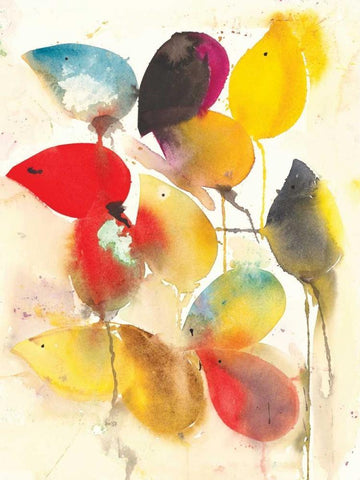 Leaves Falling I Black Ornate Wood Framed Art Print with Double Matting by Johannesson, Karin