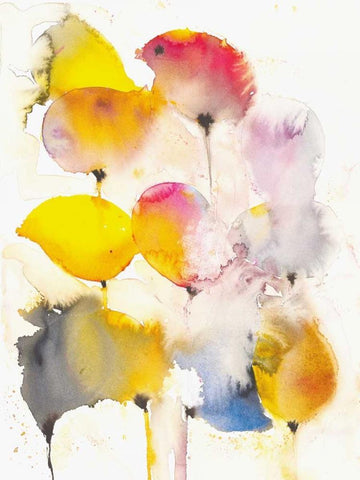 Leaves Falling II Black Ornate Wood Framed Art Print with Double Matting by Johannesson, Karin