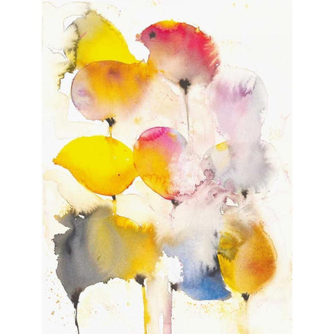 Leaves Falling II White Modern Wood Framed Art Print by Johannesson, Karin