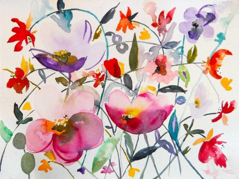 Bohemian Garden White Modern Wood Framed Art Print with Double Matting by Johannesson, Karin