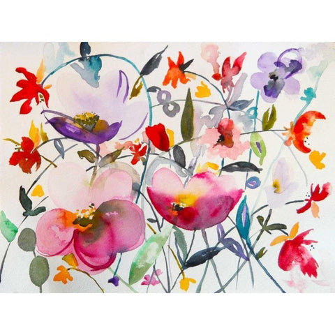 Bohemian Garden White Modern Wood Framed Art Print by Johannesson, Karin