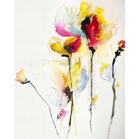 Sweet Peas Black Modern Wood Framed Art Print by Johannesson, Karin