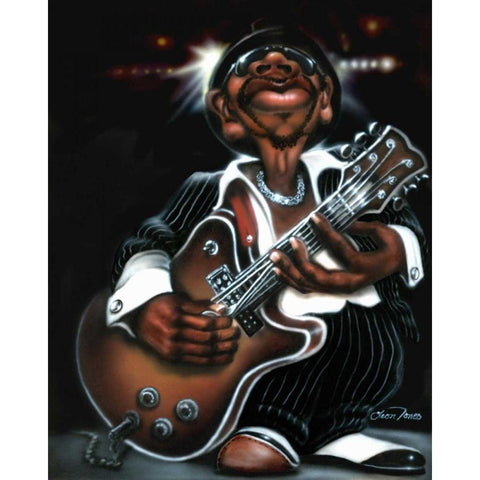 Jazzman Cool White Modern Wood Framed Art Print by Jones, Leonard