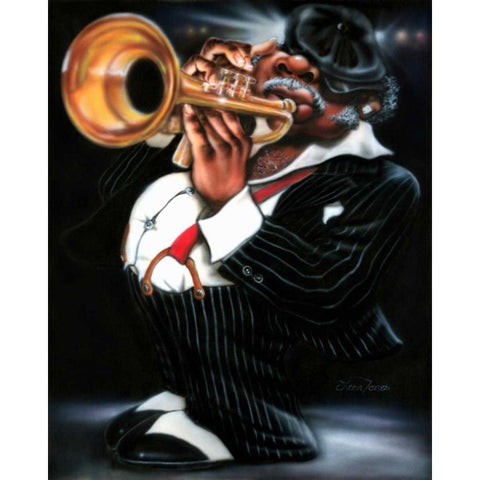 Jazzman Papa Joe Gold Ornate Wood Framed Art Print with Double Matting by Jones, Leonard