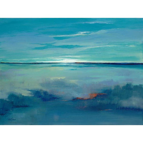 Blue Ciel Black Modern Wood Framed Art Print with Double Matting by Jackson, Victoria