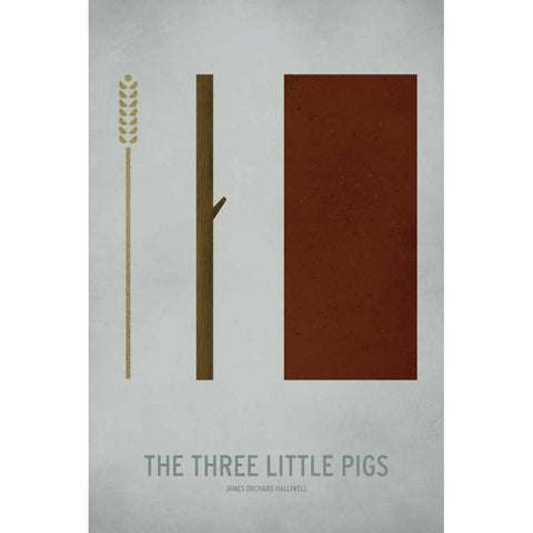 Three Little Pigs Black Modern Wood Framed Art Print with Double Matting by Jackson, Christian