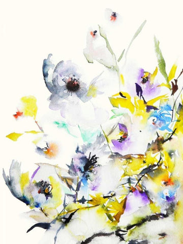 Summer Garden V White Modern Wood Framed Art Print with Double Matting by Johannesson, Karin