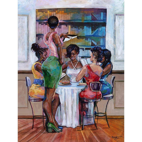 The Book Club III Black Modern Wood Framed Art Print by Jackson, Robert