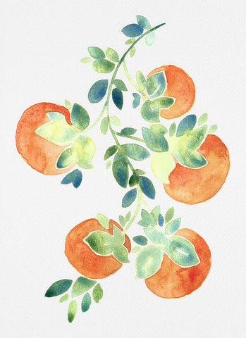 Watercolor Oranges Black Modern Wood Framed Art Print by Juncos, Cami
