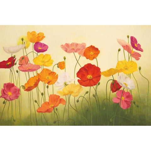 Sunlit Poppies Gold Ornate Wood Framed Art Print with Double Matting by Kroner, Janelle